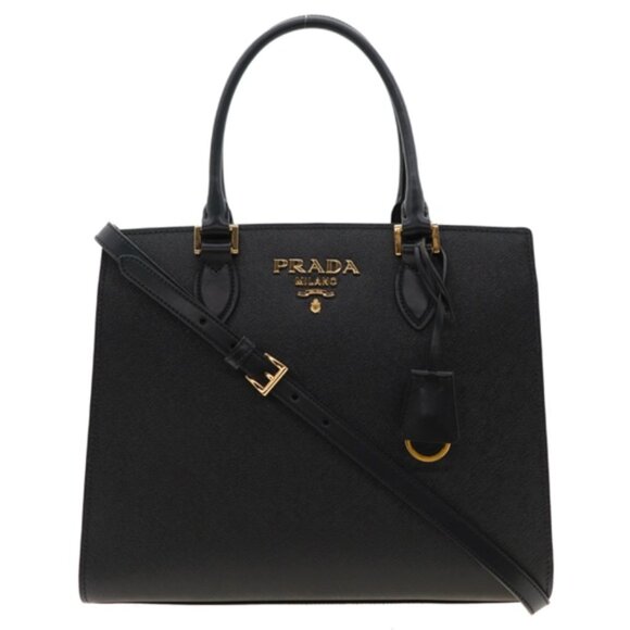 Prada Handbags - Prada Tote Saffiano Lux Medium Shoulder Bag Black New